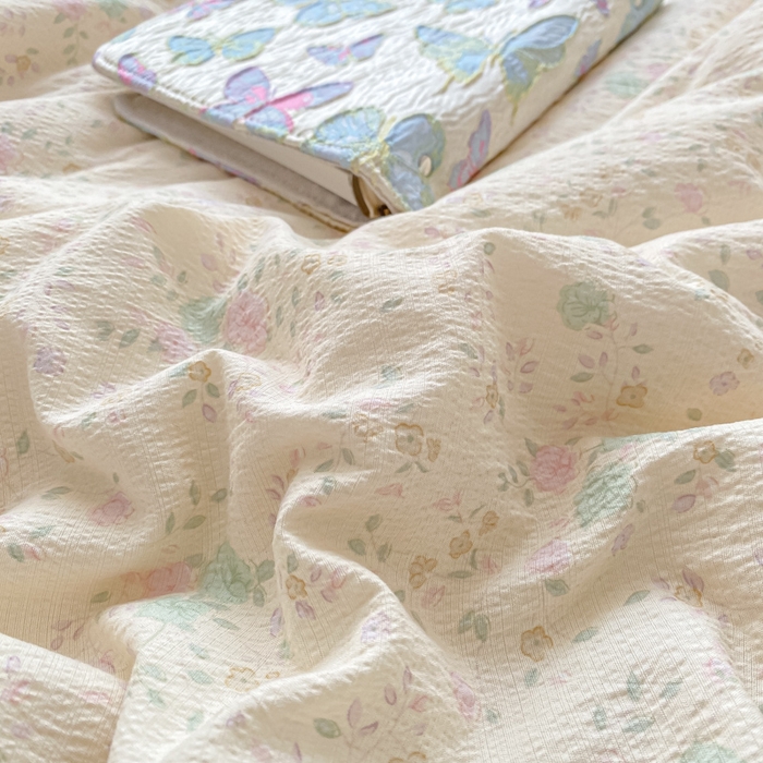 91家纺网 家纺一手货源 找家纺 2025新款云感双层纱夏被四件套-床盖款 薄荷微凉