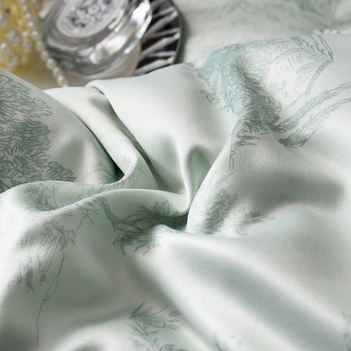 91家纺网 家纺一手货源 找家纺 鑫田家纺 2025新款天丝蚕丝被100%柞蚕丝夏被莱赛尔天丝数码印花 玛瑙绿