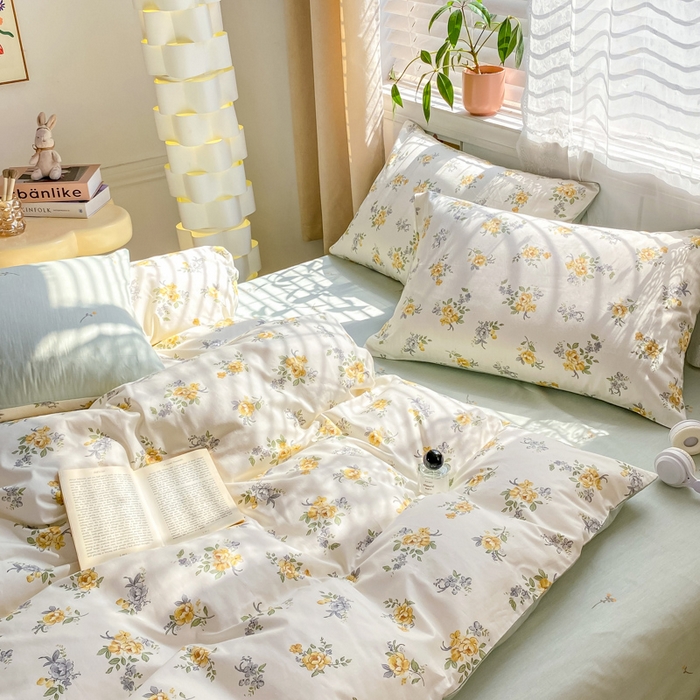 91家纺网 家纺一手货源 找家纺 黑马家居 2025新款全棉喷气13070印花四件套 花间