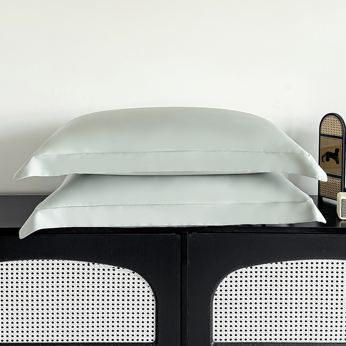 91家纺网 家纺一手货源 找家纺 金喜 2025新款LF级60支莱赛尔天丝枕套宽边枕套 竹青