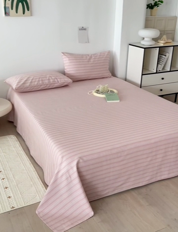 91家纺网 家纺一手货源 找家纺 怡家居 2025新款全棉老粗布床单床笠三件套 彼年-豆沙