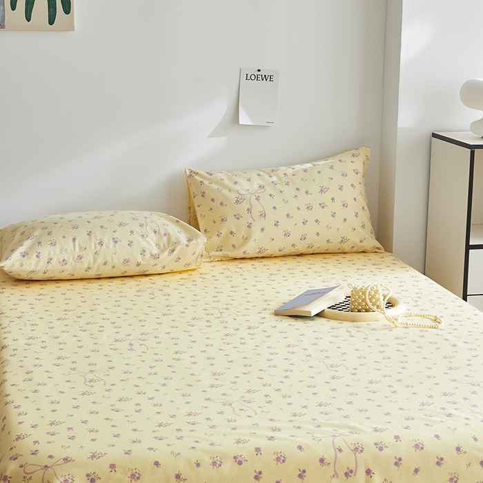 91家纺网 家纺一手货源 找家纺 怡家居 2025新款全棉老粗布床单床笠三件套 流云