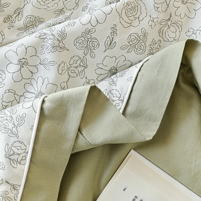 91家纺网 家纺一手货源 找家纺 金喜 2025新款天丝棉大豆印花夏凉被夏被四件套 墨花