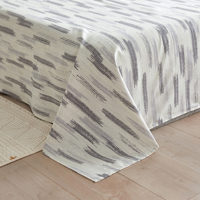 91家纺网 家纺一手货源 找家纺 怡家居 2025新款全棉老粗布床单床笠三件套 时空-灰