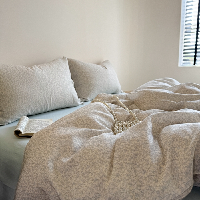 91家纺网 家纺一手货源 找家纺 2025新款全棉有氧双层纱系列套件 清辞