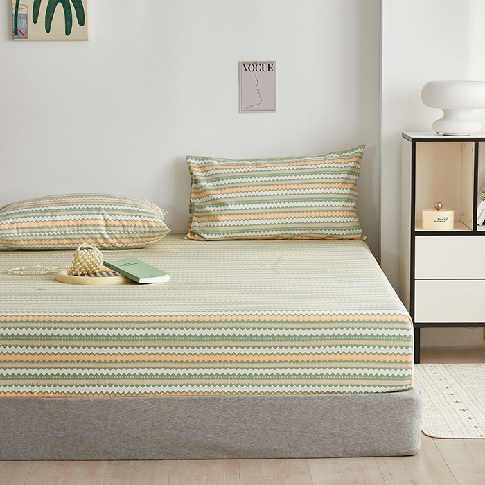 91家纺网 家纺一手货源 找家纺 怡家居 2025新款全棉老粗布床单床笠三件套 微风