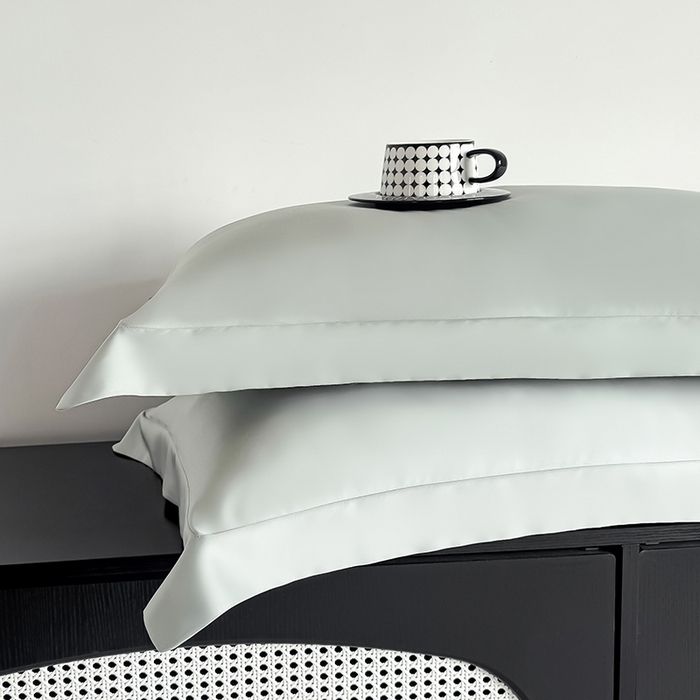 91家纺网 家纺一手货源 找家纺 金喜 2025新款LF级60支莱赛尔天丝枕套宽边枕套 竹青