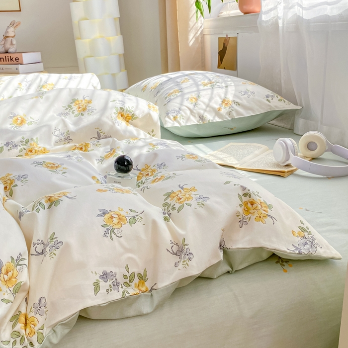 91家纺网 家纺一手货源 找家纺 黑马家居 2025新款全棉喷气13070印花四件套 花间