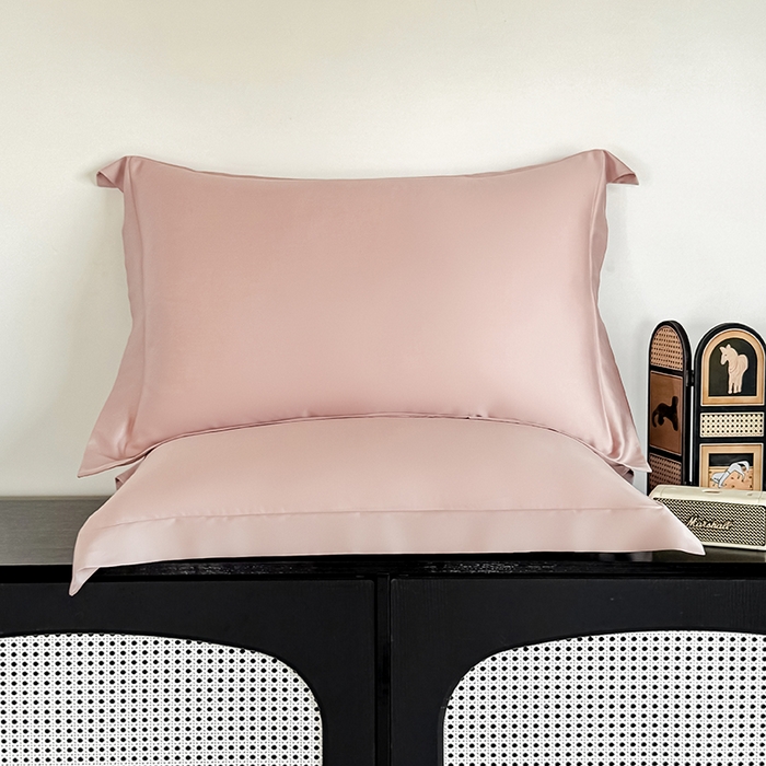 91家纺网 家纺一手货源 找家纺 金喜 2025新款LF级60支莱赛尔天丝枕套宽边枕套 焦糖粉