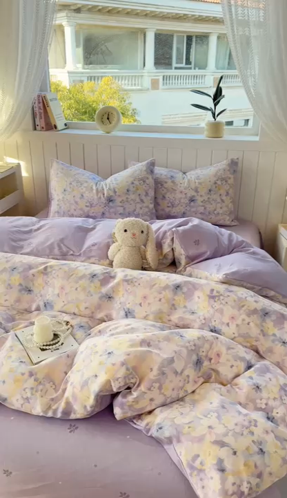 91家纺网 家纺一手货源 找家纺 黑马家居 2025新款全棉喷气13070印花单被套 清晨