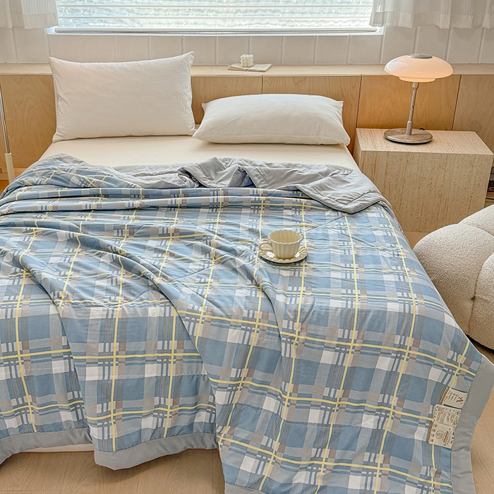 91家纺网 家纺一手货源 找家纺 博弈家纺 2025新款水洗棉棉花夏被 绅士