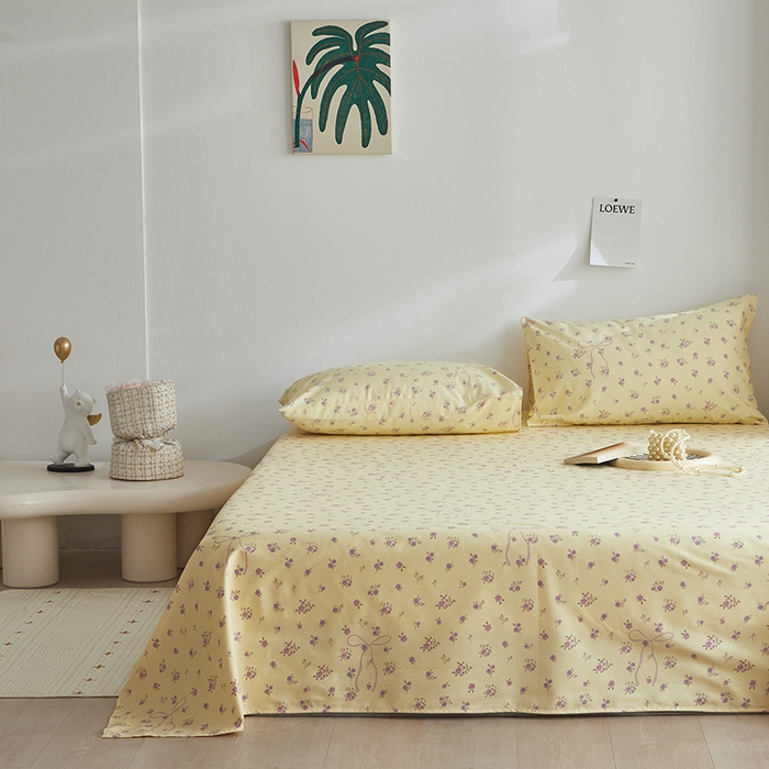 91家纺网 家纺一手货源 找家纺 怡家居 2025新款全棉老粗布床单床笠三件套 流云