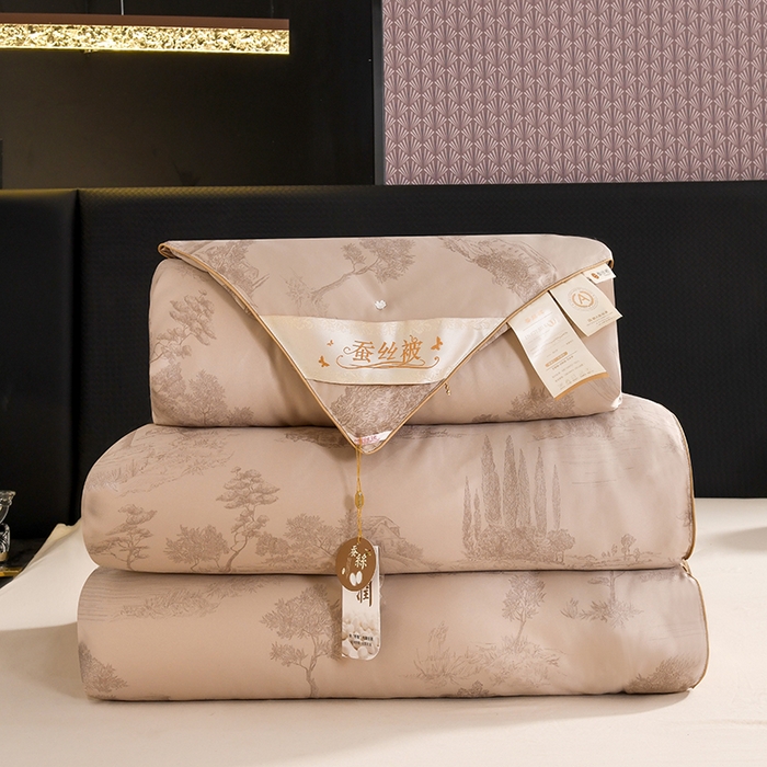 91家纺网 家纺一手货源 找家纺 鑫田家纺 2025新款天丝蚕丝被100%柞蚕丝夏被莱赛尔天丝数码印花 香槟