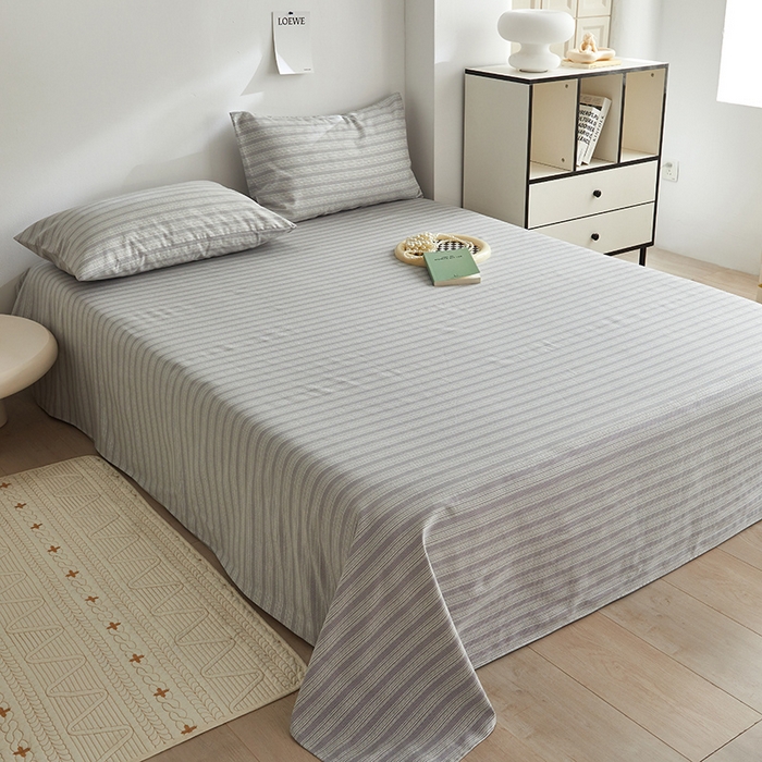 91家纺网 家纺一手货源 找家纺 怡家居 2025新款全棉老粗布床单床笠三件套 彼年-灰