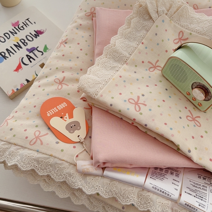 91家纺网 家纺一手货源 找家纺 于果2025新款双层纱花边款夏被 奶油派