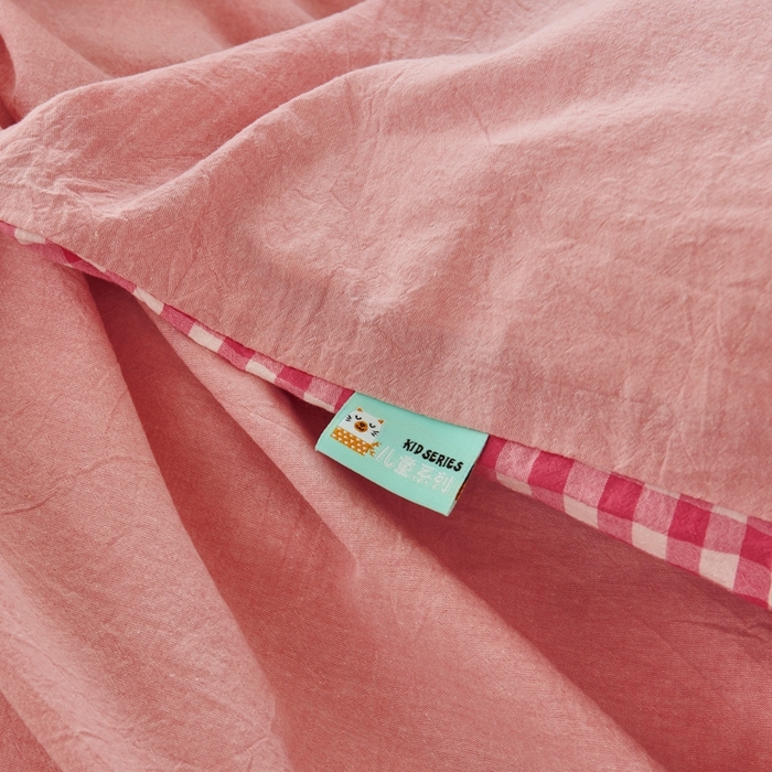 91家纺网 家纺一手货源 找家纺 徕米家居  2025新款色织全棉水洗棉毛巾绣四件套 开心KT