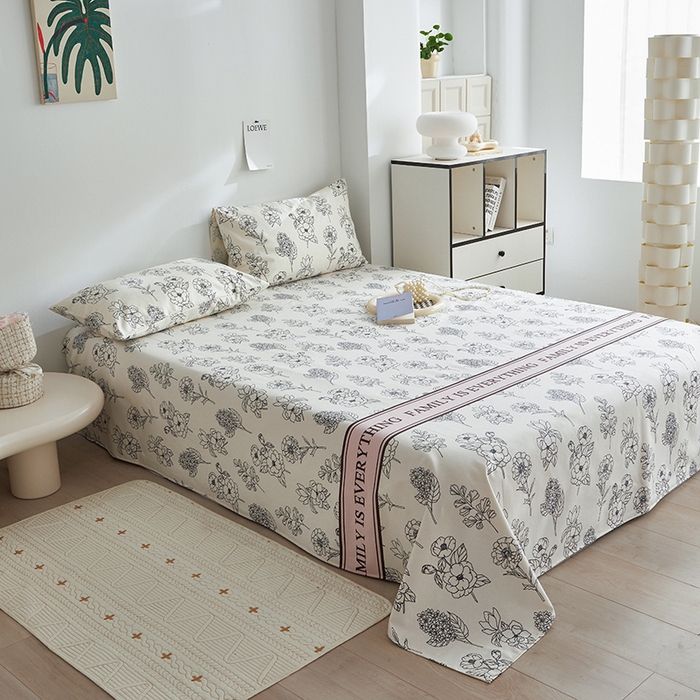 91家纺网 家纺一手货源 找家纺 怡家居 2025新款全棉老粗布床单床笠三件套 云舒