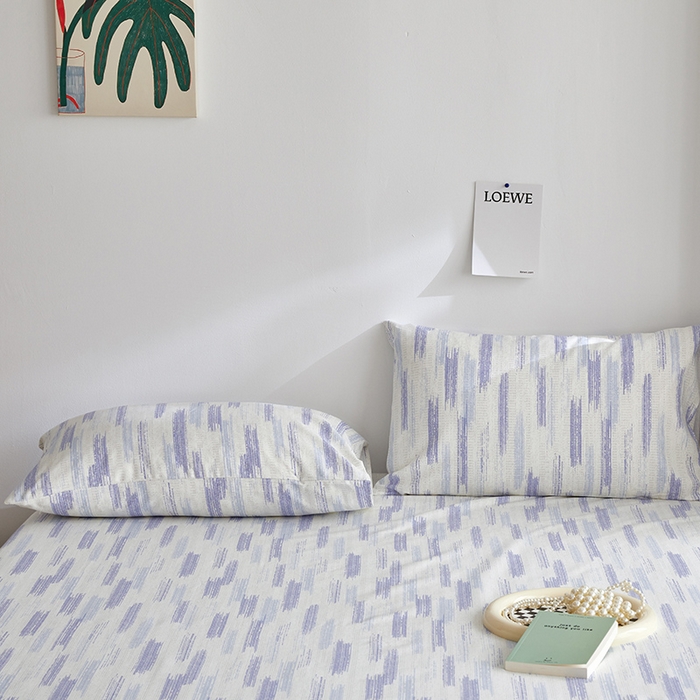 91家纺网 家纺一手货源 找家纺 怡家居 2025新款全棉老粗布床单床笠三件套 时空-蓝