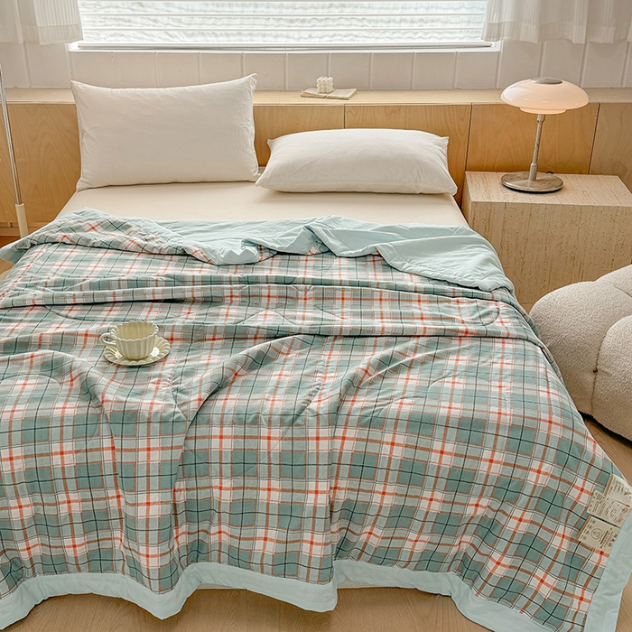 91家纺网 家纺一手货源 找家纺 博弈家纺 2025新款水洗棉棉花夏被 芸绿