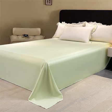 梦舒羽  2025新款水洗真丝床单冰丝凉感宿舍被单三件套 奶油浅绿