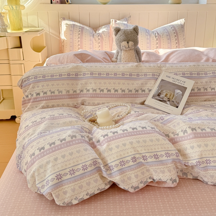 91家纺网 家纺一手货源 找家纺 黑马家居 2025新款全棉喷气13070印花四件套 波西米亚