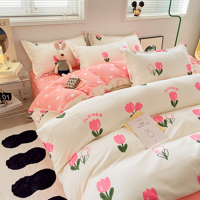 91家纺网 家纺一手货源 找家纺 卡斯诺 2023新款芦荟棉四件套花型2