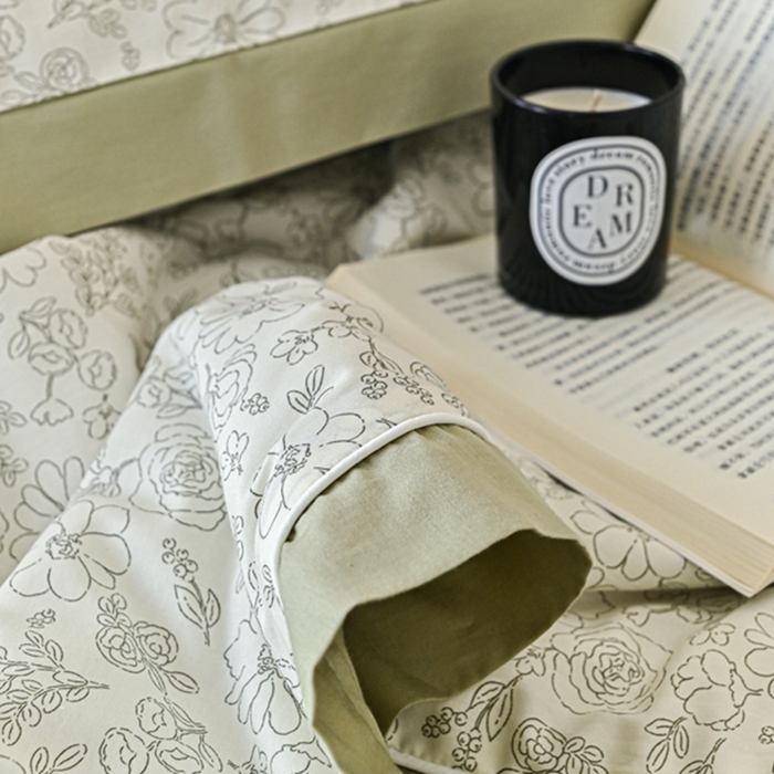 91家纺网 家纺一手货源 找家纺 金喜 2025新款天丝棉大豆印花夏凉被夏被四件套 墨花