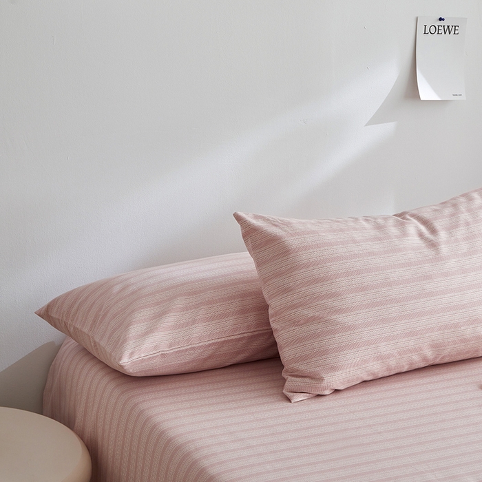 91家纺网 家纺一手货源 找家纺 怡家居 2025新款全棉老粗布床单床笠三件套 彼年-豆沙