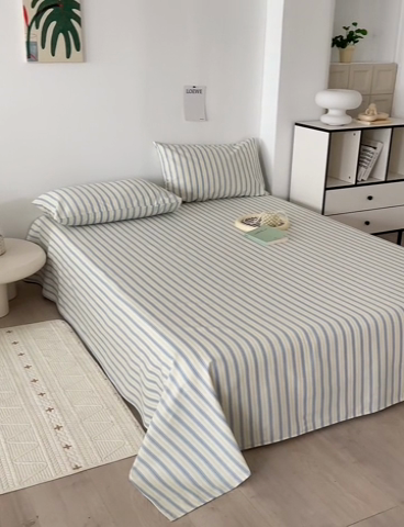 91家纺网 家纺一手货源 找家纺 怡家居 2025新款全棉老粗布床单床笠三件套 初夏-灰