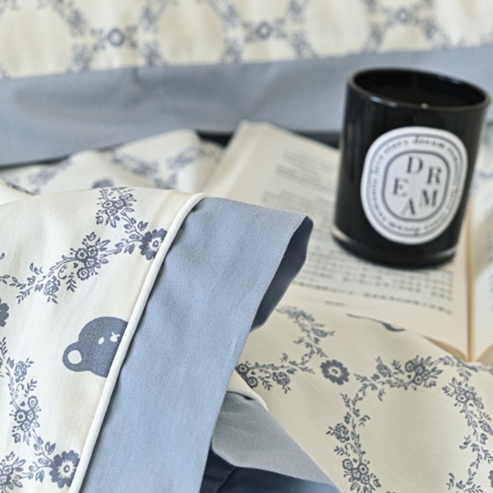 91家纺网 家纺一手货源 找家纺 金喜 2025新款天丝棉大豆印花夏凉被夏被四件套 蓝调