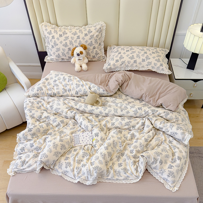 91家纺网 家纺一手货源 找家纺 竹合家纺 2025新款云感皱皱四件套-镂空花边款法式 花边款-南山南