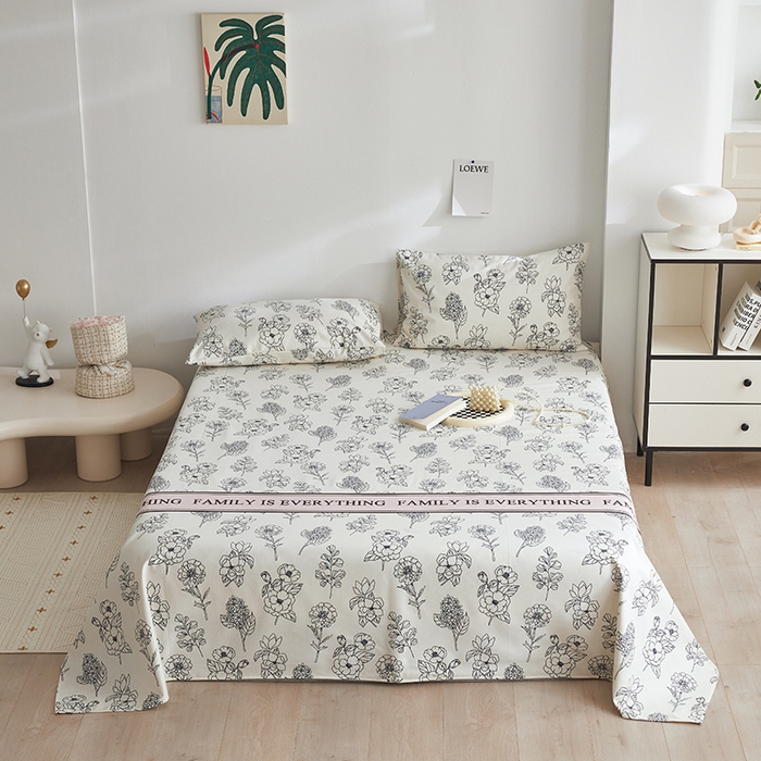 91家纺网 家纺一手货源 找家纺 怡家居 2025新款全棉老粗布床单床笠三件套 云舒