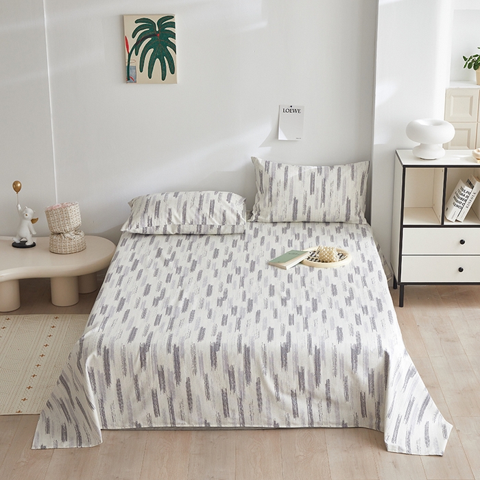 91家纺网 家纺一手货源 找家纺 怡家居 2025新款全棉老粗布床单床笠三件套 时空-灰