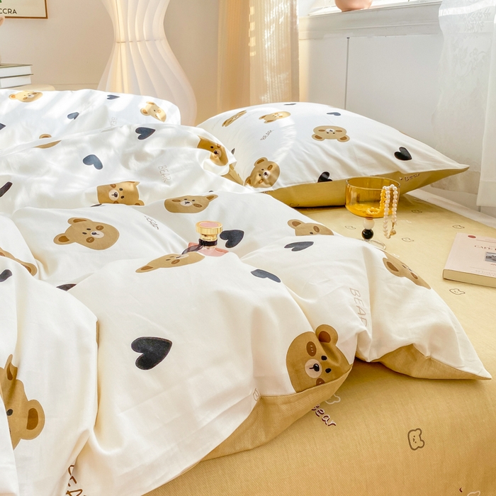 91家纺网 家纺一手货源 找家纺 黑马家居 2025新款全棉喷气13070印花单被套 小熊比尔