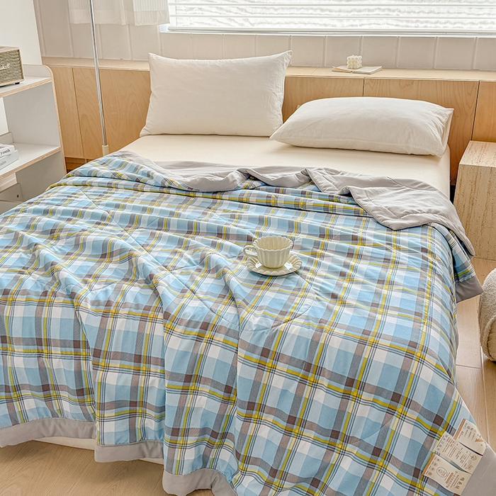 91家纺网 家纺一手货源 找家纺 博弈家纺 2025新款水洗棉棉花夏被 漫格