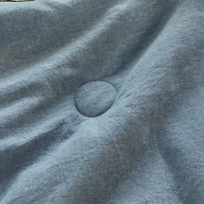 91家纺网 家纺一手货源 找家纺 徕米家居  2025新款色织全棉纯棉绣花夏被夏凉被空调被四件套 奔跑小狗-蓝