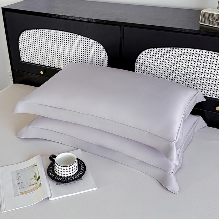 91家纺网 家纺一手货源 找家纺 金喜 2025新款LF级60支莱赛尔天丝枕套宽边枕套 灰紫