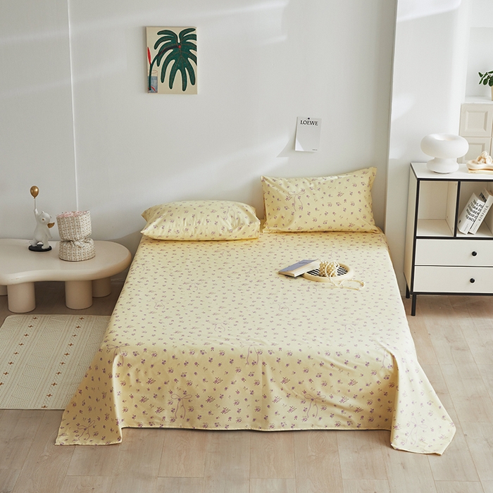 91家纺网 家纺一手货源 找家纺 怡家居 2025新款全棉老粗布床单床笠三件套 流云