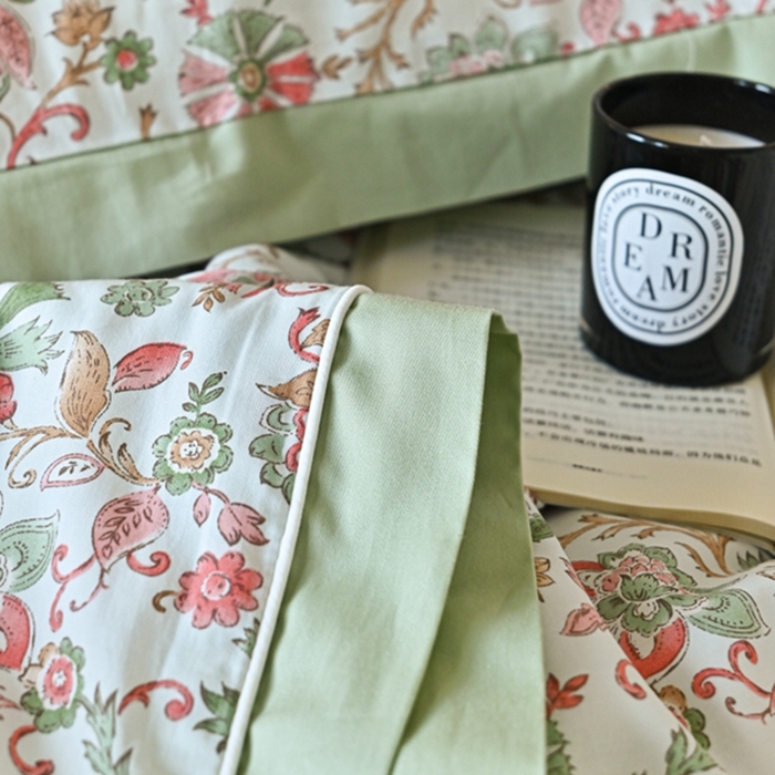 91家纺网 家纺一手货源 找家纺 金喜 2025新款天丝棉大豆印花夏凉被夏被四件套 莫奈