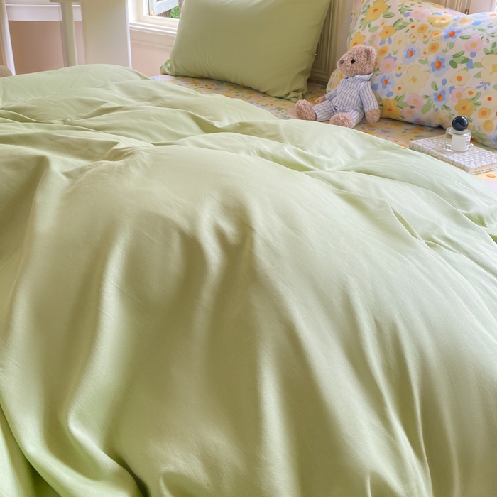 91家纺网 家纺一手货源 找家纺 黑马家居 2025新款全棉喷气13070印花单被套 田苑小风 绿