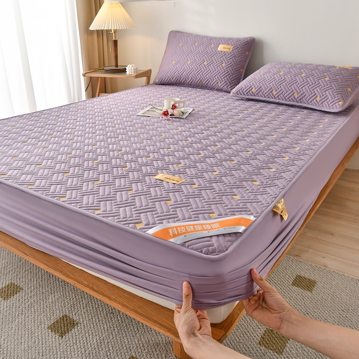 91家纺网 家纺一手货源 找家纺 （总）鑫钰 2025新款防水隔尿全棉纯棉大豆夹棉刺绣床笠直播热款