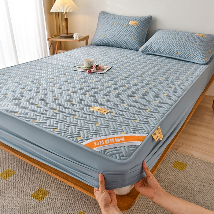 91家纺网 家纺一手货源 找家纺 （总）鑫钰 2025新款防水隔尿全棉纯棉大豆夹棉刺绣床笠直播热款