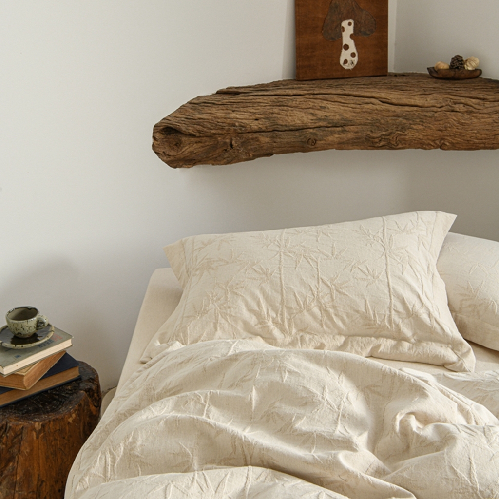 91家纺网 家纺一手货源 找家纺 简家居 2025新款亲肤舒适棉麻四件套 常春藤