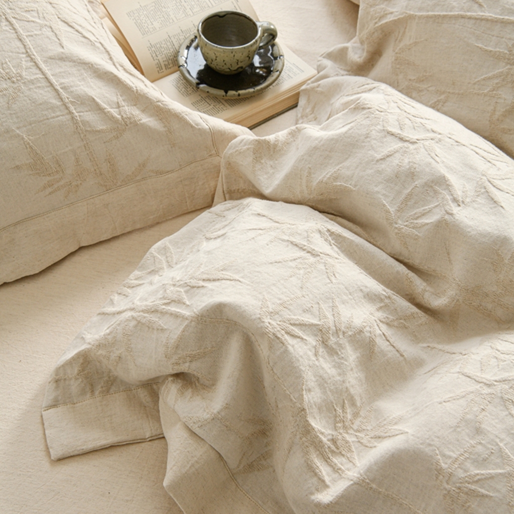 91家纺网 家纺一手货源 找家纺 简家居 2025新款亲肤舒适棉麻四件套 常春藤