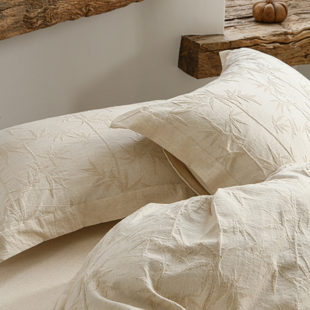 91家纺网 家纺一手货源 找家纺 简家居 2025新款亲肤舒适棉麻四件套 常春藤