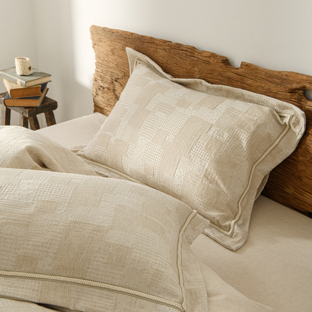 91家纺网 家纺一手货源 找家纺 简家居 2025新款亲肤舒适棉麻四件套 卢浮秘境