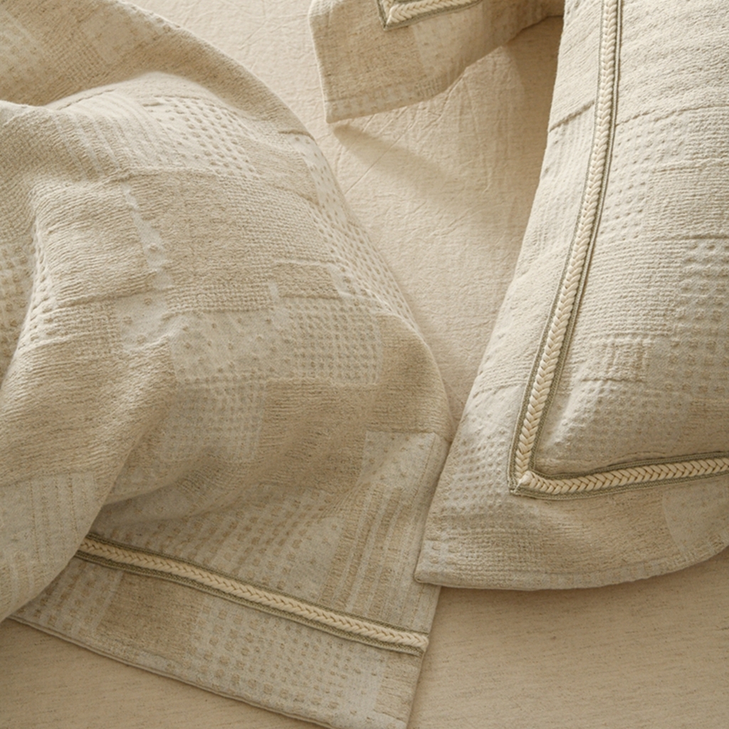 91家纺网 家纺一手货源 找家纺 简家居 2025新款亲肤舒适棉麻四件套 卢浮秘境