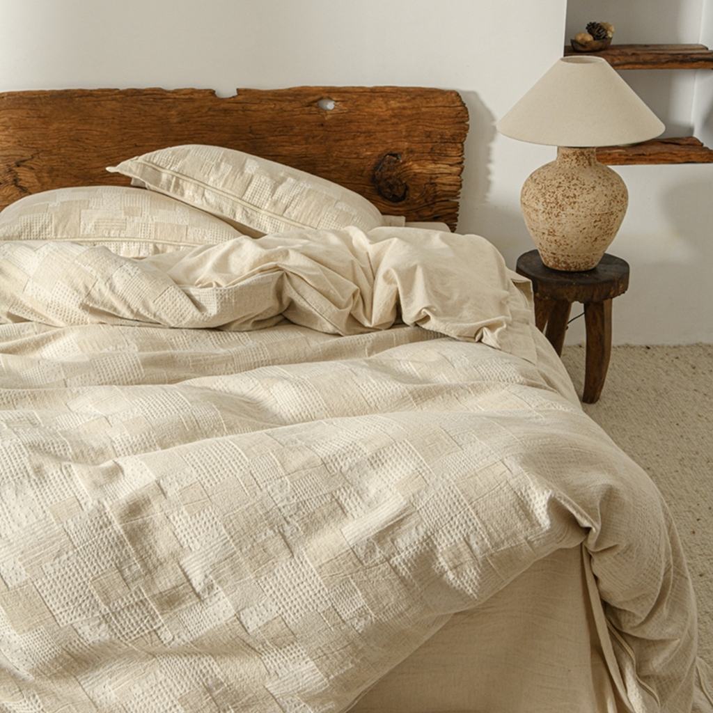 91家纺网 家纺一手货源 找家纺 简家居 2025新款亲肤舒适棉麻四件套 卢浮秘境