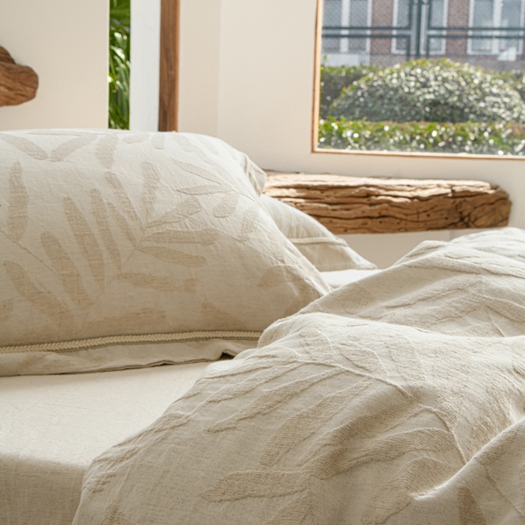 91家纺网 家纺一手货源 找家纺 简家居 2025新款亲肤舒适棉麻四件套 树