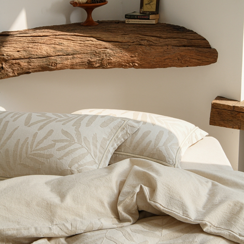 91家纺网 家纺一手货源 找家纺 简家居 2025新款亲肤舒适棉麻四件套 树